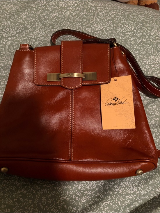 Patricia Nash Handbags - Patricia Nash Saddle Brown Leather Shoulder Bag with Brass Accent